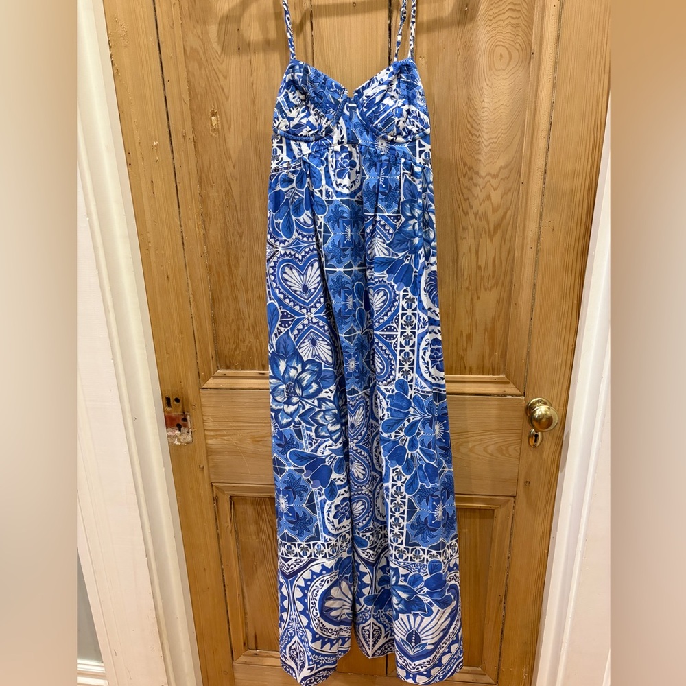 Farm Rio Blue Tile Maxi Dress